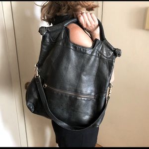 Foley & Corinna black leather handbag tote